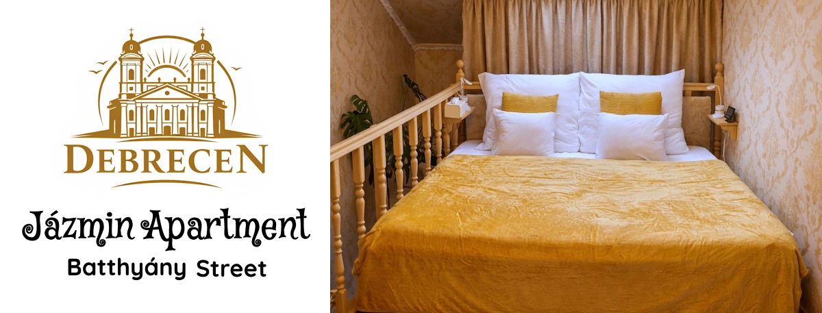 Cozy loft bed sleeping gallery inside Jázmin Apartment Debrecen city center studio