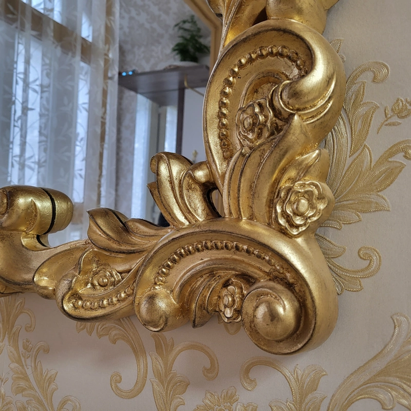 mirror golden ornament close up.